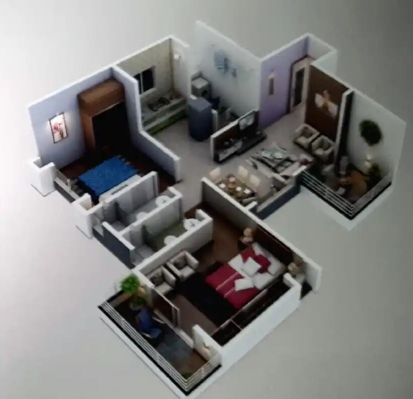 Floor plan of 2 BHK 495 Sq. Ft. Apartment in Dabhade Nisarg, Pune