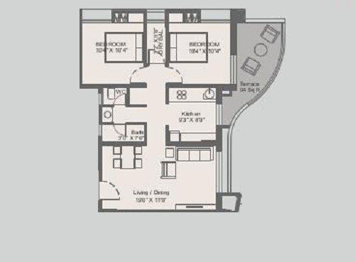 2 BHK 626 Sq. Ft. Apartment