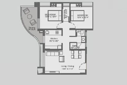 2 BHK 752 Sq. Ft. Apartment