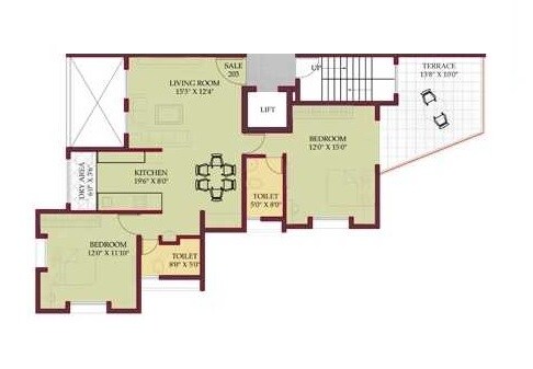2 BHK 837 Sq. Ft. Apartment