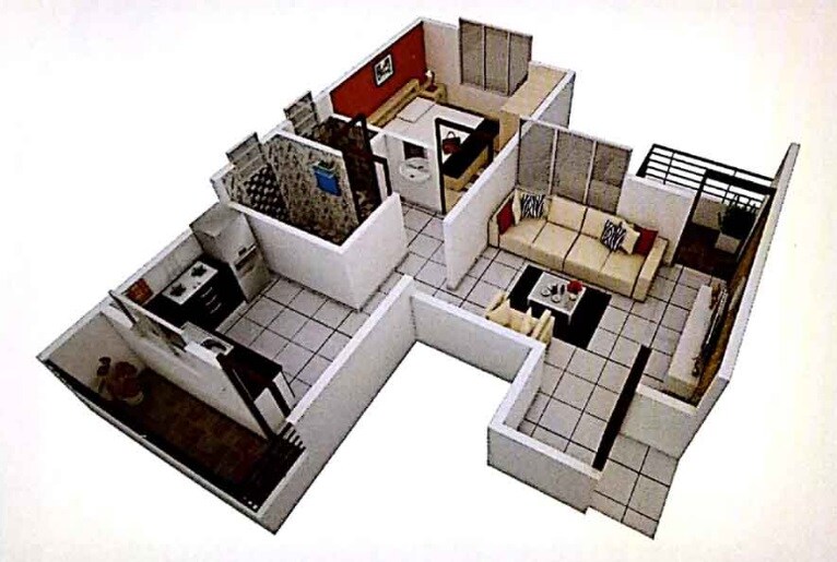 Floor plan of 1 BHK 455 Sq. Ft. Apartment in Dattakrupa Dnyanvishwa, Pune