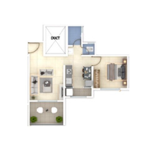Floor plan of 1 BHK 497 Sq. Ft. Apartment in Dedge Chaitrangan, Pune