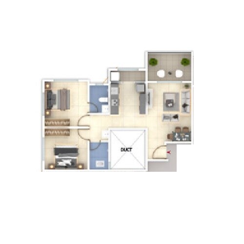 Floor plan of 2 BHK 728 Sq. Ft. Apartment in Dedge Chaitrangan, Pune