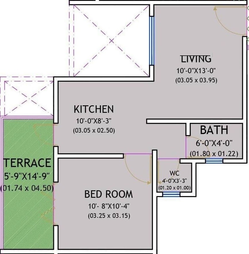 Floor plan of 1 BHK 407 Sq. Ft. Apartment in Delight Eco Park, Pune