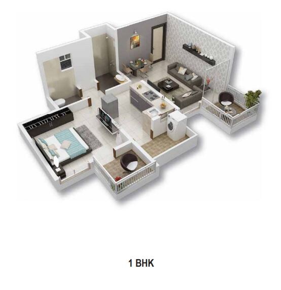 Floor plan of 1 BHK 585 Sq. Ft. Apartment in Delpha Divine, Pune
