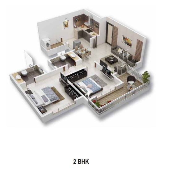 Floor plan of 2 BHK 860 Sq. Ft. Apartment in Delpha Divine, Pune