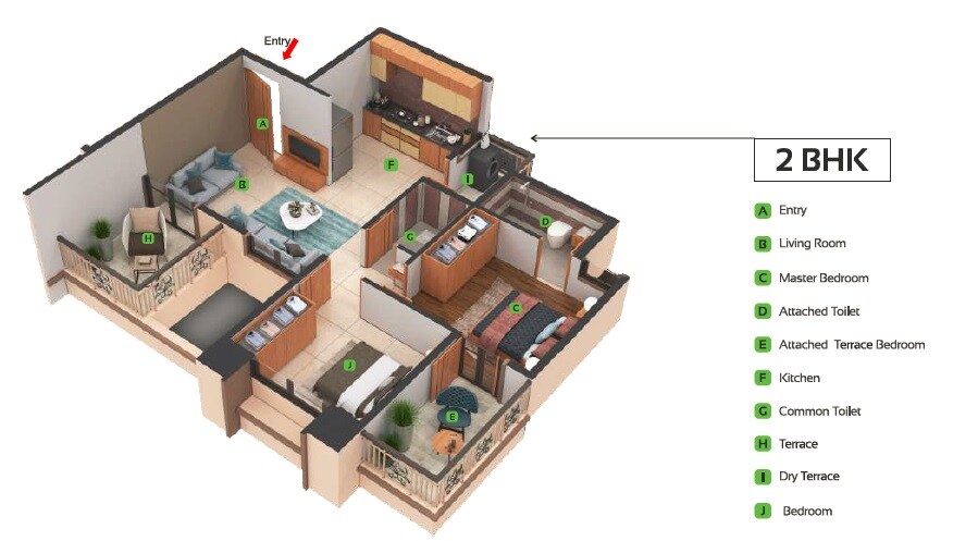 2 BHK 527 Sq. Ft. Apartment