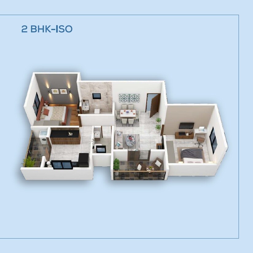 Floor plan of 2 BHK 681 Sq. Ft. Apartment in Deshpande Chandra Apartment, Pune