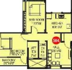Floor plan of 2 BHK 911 Sq. Ft. Apartment in Devakis Flying Heights, Pune