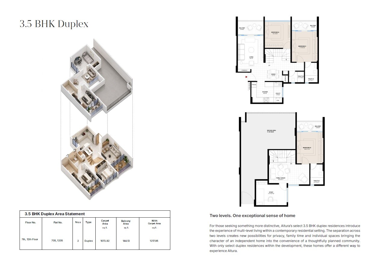 Floor plan of 3 BHK Apartment - 1218 sq. ft. in Dhaneshwar Altura, Pune