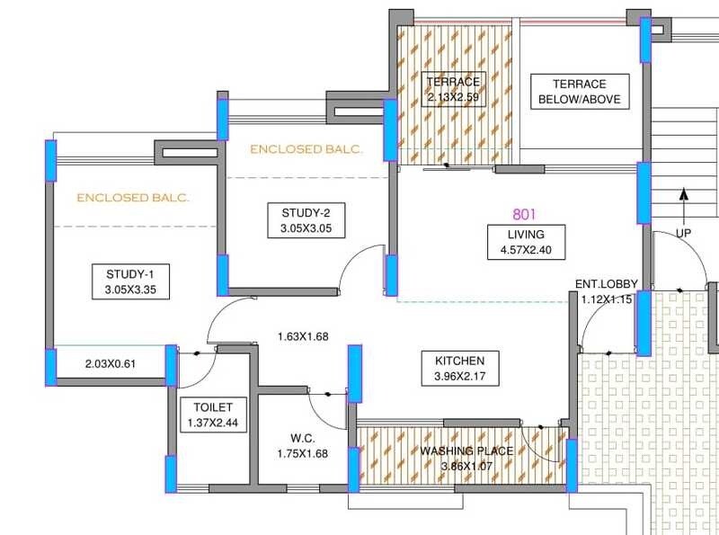 Floor plan of 2 BHK 615 Sq. Ft. Apartment in Dhankawade Pokale Tamarind Park, Pune