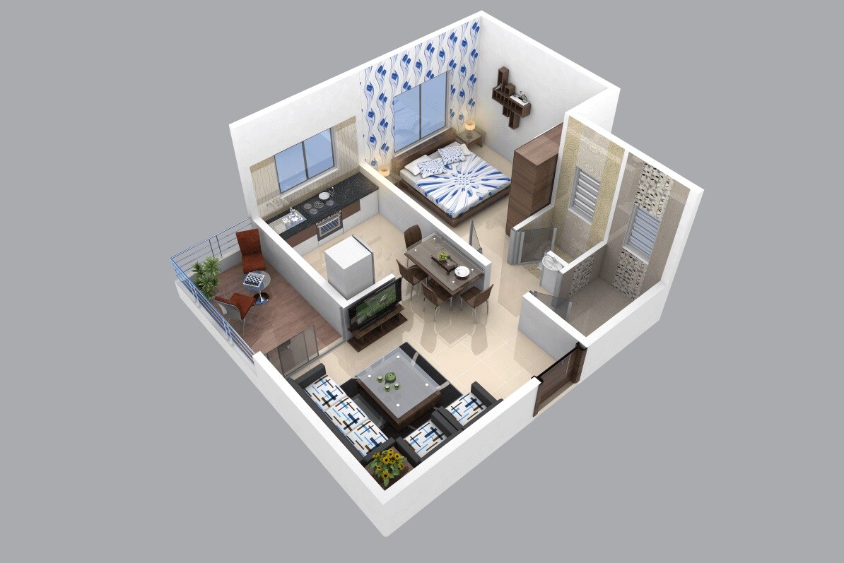 Floor plan of 1 BHK 324 Sq. Ft. Apartment in Diamond Nexus Nirvana Beyond, Pune