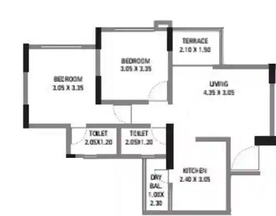 2 BHK 568 Sq. Ft. Apartment