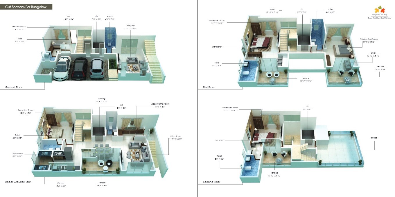 Floor plan of 4 BHK 5800 Sq. Ft. Villa in Divine Maple County Villas, Pune