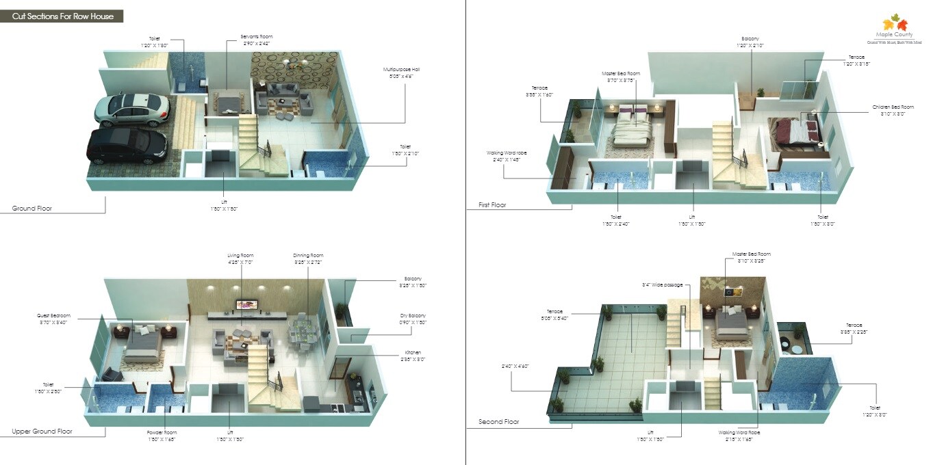 Floor plan of 4 BHK 6000 Sq. Ft. Villa in Divine Maple County Villas, Pune