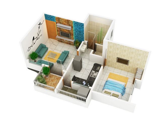 Floor plan of 1 BHK 426 Sq. Ft. Apartment in Divine Nest, Pune