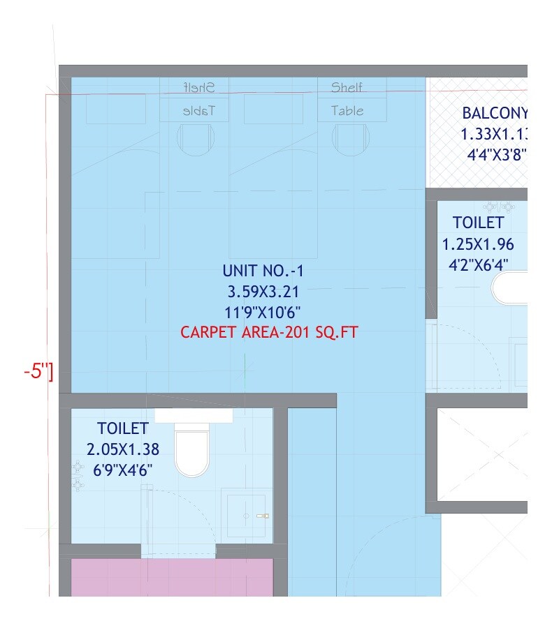 201 Sq. Ft. Studio