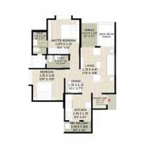 2 BHK 578 Sq. Ft. Apartment in DMK Stella