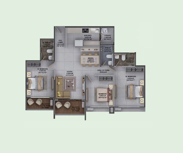 Other, dosti-greenscape 3 Bedroom 1082 Sq.Ft. Apartment In Hadapsar Pune 9030118