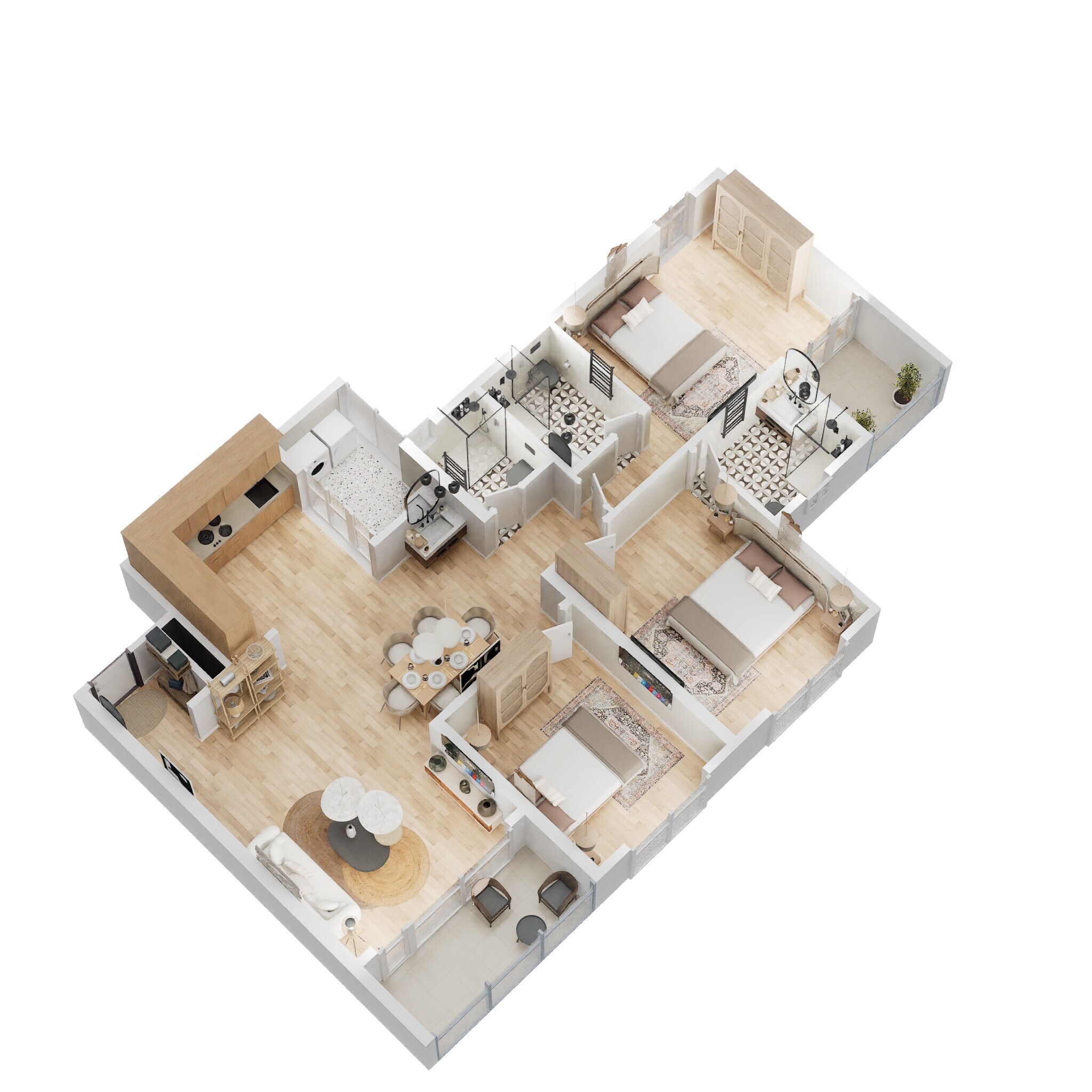 Floor plan of 3 BHK 1080 Sq. Ft. Apartment in Dream Elegance, Pune