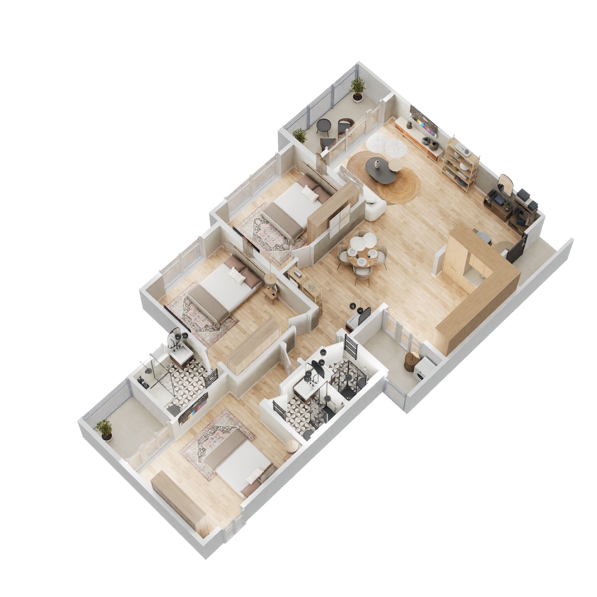 Floor plan of 3 BHK 1223 Sq. Ft. Apartment in Dream Elegance, Pune