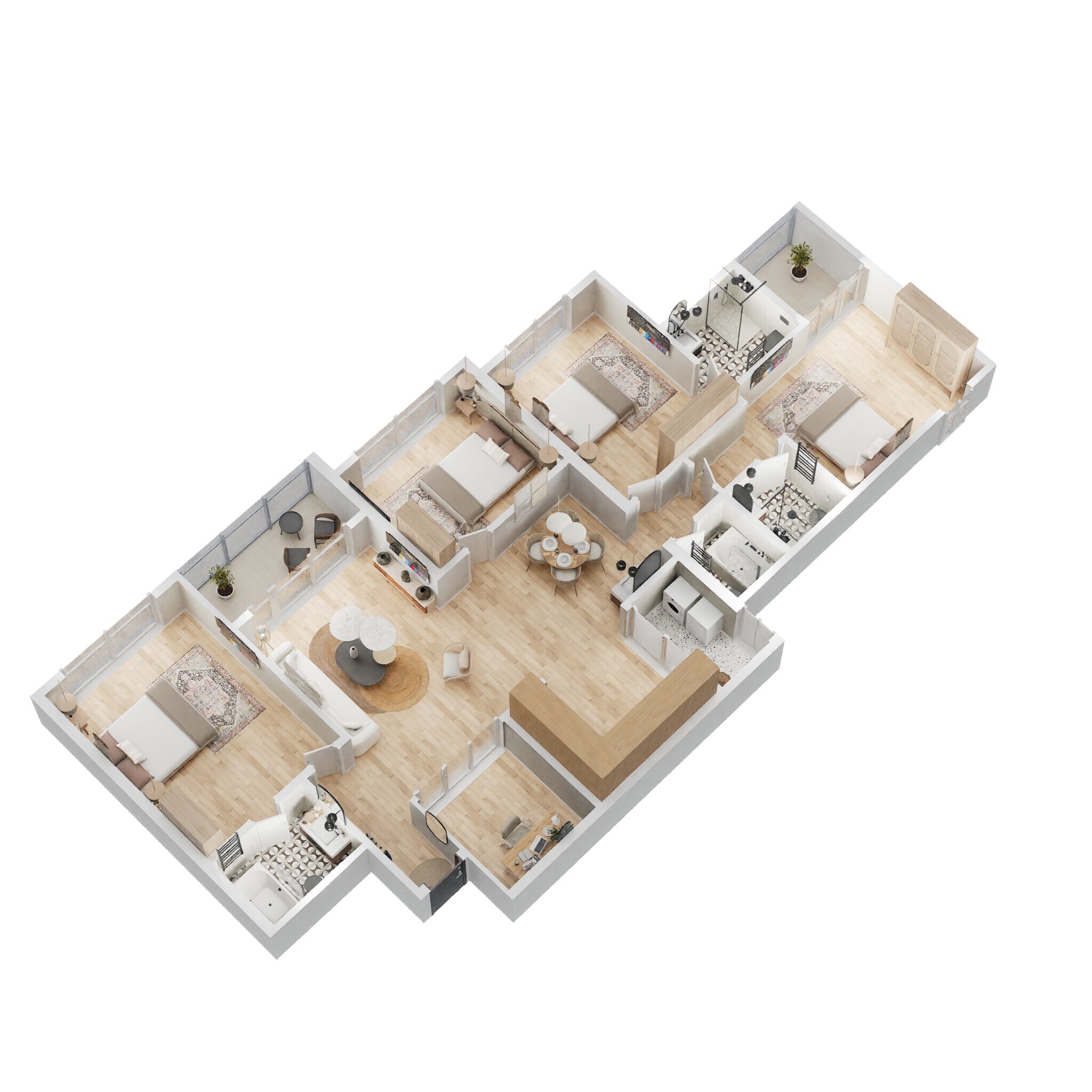Floor plan of 4 BHK 1585 Sq. Ft. Apartment in Dream Elegance, Pune