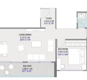 2 BHK 869 Sq. Ft. Apartment in Dream Glorious
