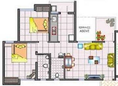 Floor plan of 2 BHK 633 Sq. Ft. Apartment in Dreams Ragini, Pune