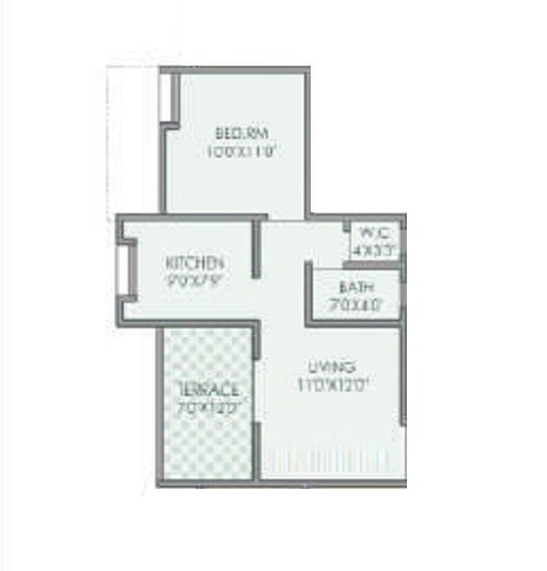 Floor plan of 1 BHK 433 Sq. Ft. Apartment in DS Green Hill, Pune