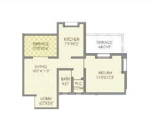 Floor plan of 1 BHK 464 Sq. Ft. Apartment in DS Green Hill, Pune