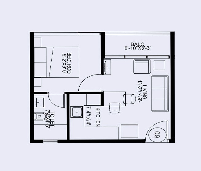 1 BHK 304 Sq. Ft. Apartment in Duville Riverdale Suites