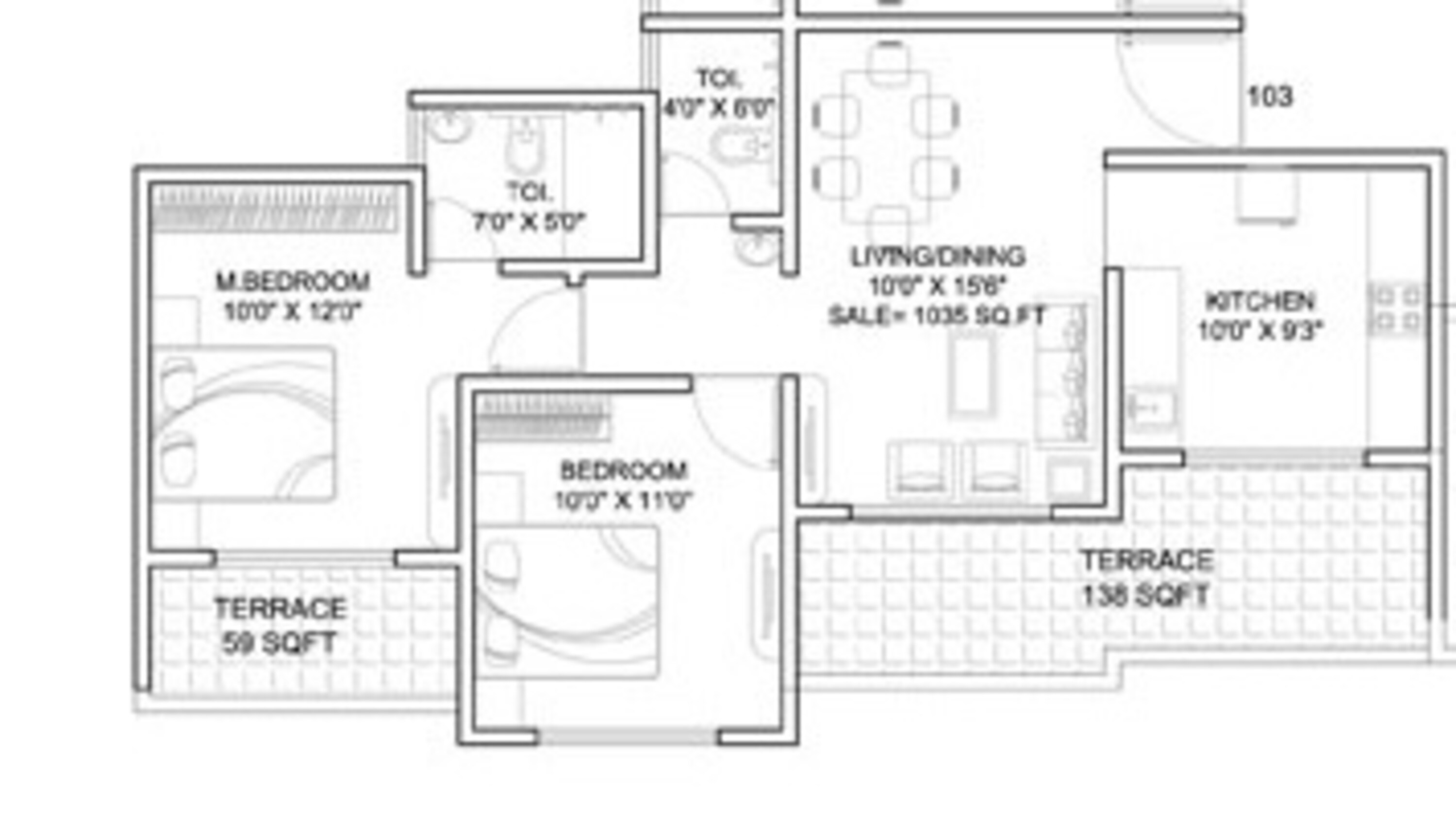 dynamic linea apartment 2bhk 1035sqft 1
