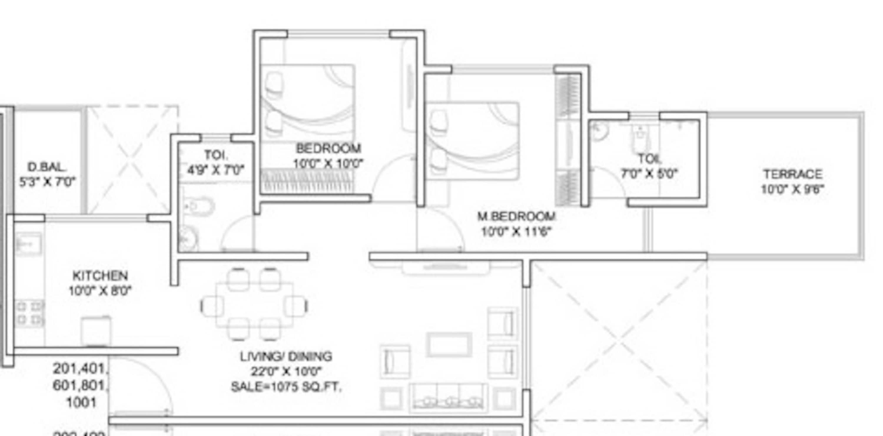 dynamic linea apartment 2bhk 1075sqft 1