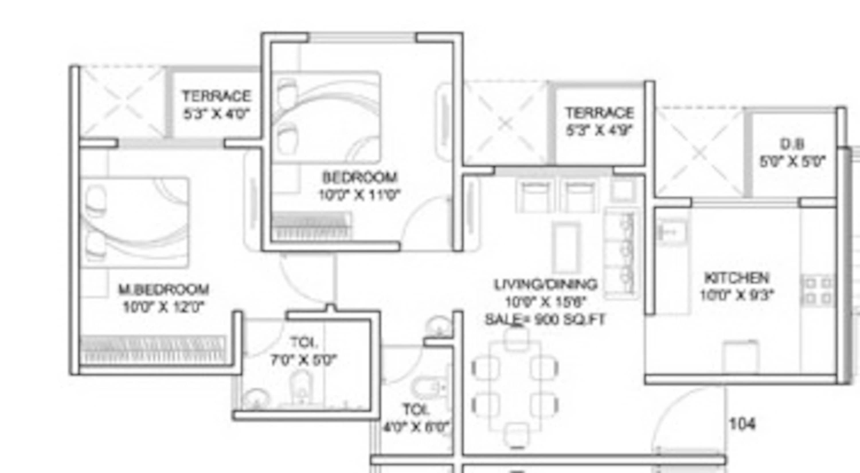 dynamic linea apartment 2bhk 900sqft 1
