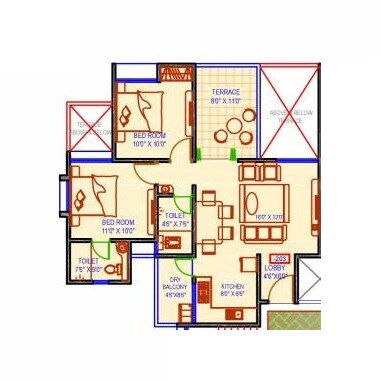 Floor plan of 2 BHK 484 Sq. Ft. Apartment in Dynamic Oasis, Pune