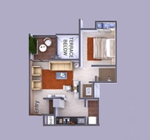 Floor plan of 1 BHK 513 Sq. Ft. Apartment in Eagle The Mpire, Pune