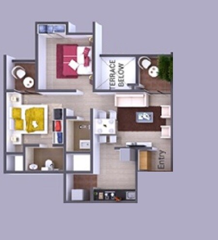 Floor plan of 2 BHK 700 Sq. Ft. Apartment in Eagle The Mpire, Pune