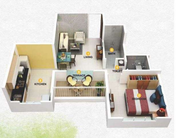 1 BHK 343 Sq. Ft. Apartment in Earnest Aayush Park 3