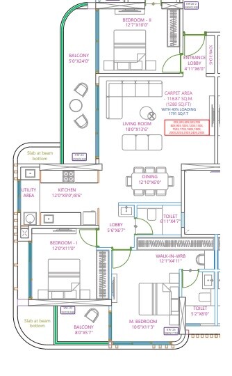 3 BHK 1280 Sq. Ft. Apartment