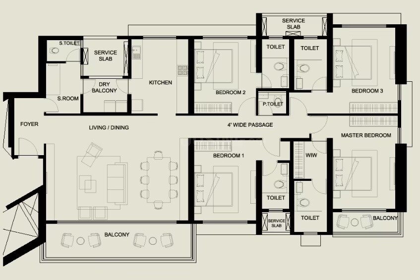 4 BHK 2178 Sq. Ft. Apartment