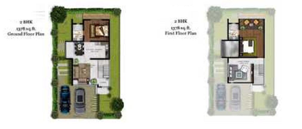 Floor plan of 2 BHK 1205 Sq. Ft. Villa in Eden Monte Carlo Villas, Pune