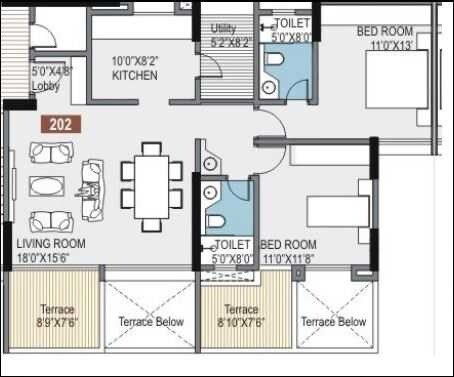 Other, eisha-basilla 2 Bedroom 1200 Sq.Ft. Apartment In Kondhwa Pune 7669313