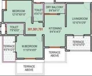 Floor plan of 2 BHK 545 Sq. Ft. Apartment in Eisha Erica, Pune