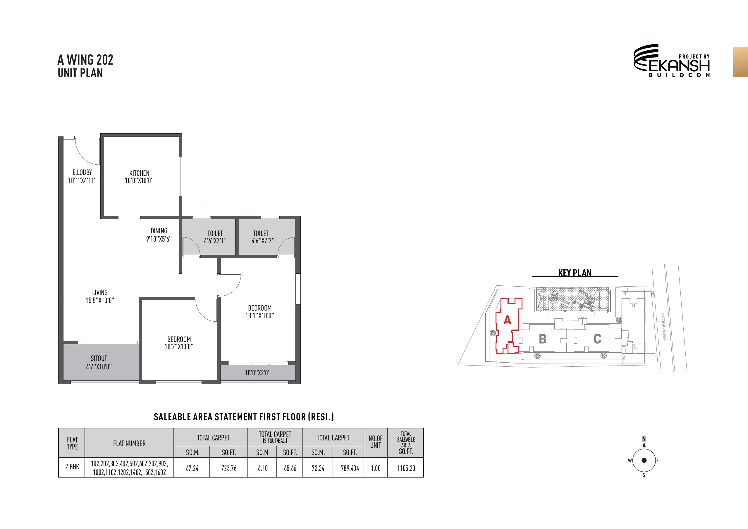 Floor plan of 2 BHK 790 Sq. Ft. Apartment in Ekansh Rivera, Pune