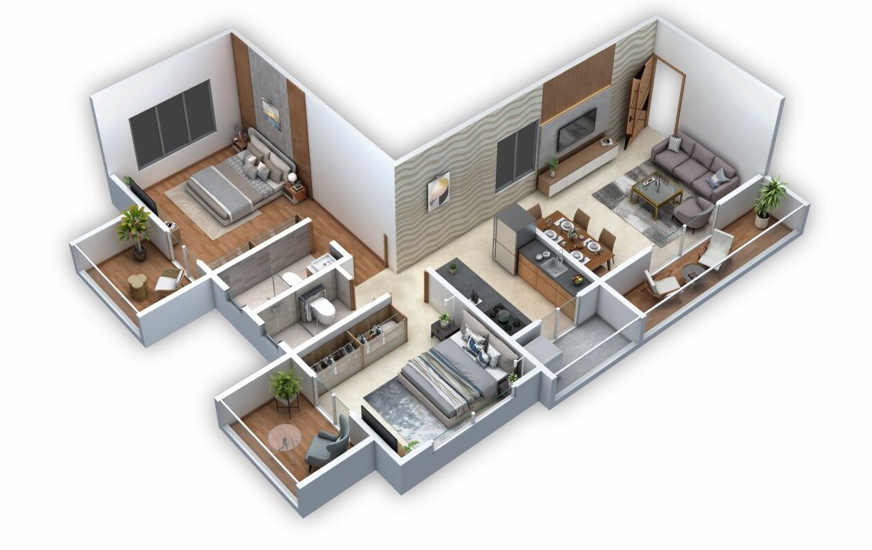 Floor plan of 2 BHK 904 Sq. Ft. Apartment in Elegance Vega, Pune