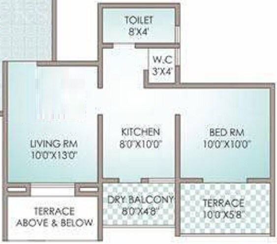 Floor plan of 1 BHK 375 Sq. Ft. Apartment in Elite Dreams, Pune