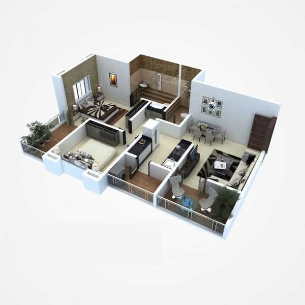 Floor plan of 2 BHK 546 Sq. Ft. Apartment in Elite Dreams, Pune