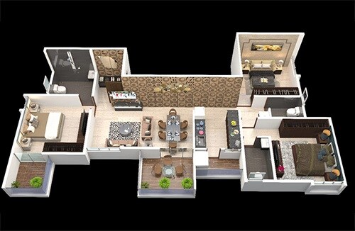 3 BHK 1040 Sq. Ft. Apartment