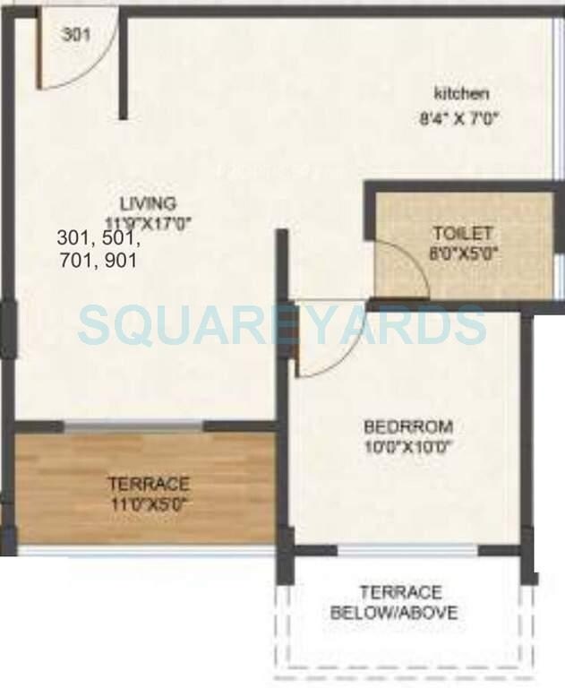 Floor plan of 1 BHK 322 Sq. Ft. Apartment in Envision Giri Sparsh, Pune