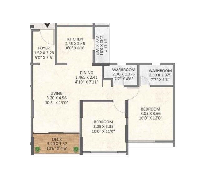Floor plan of 2 BHK 730 Sq. Ft. Apartment in Esbee Azura, Pune